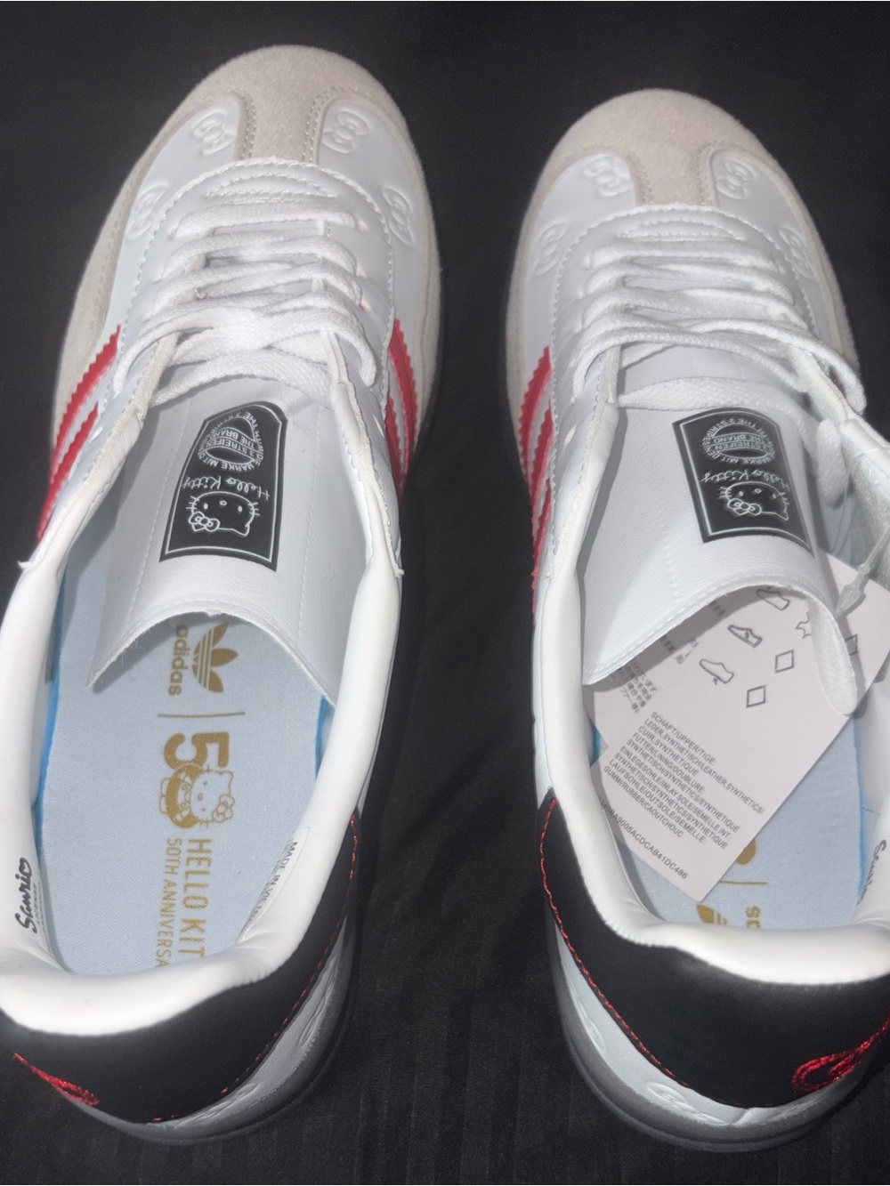 adidas White Hello Kitty Gazelle Sneakers with Red 3-Stripes - Picture 4 of 4